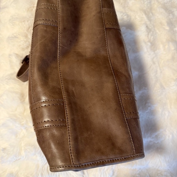 Preowned, Frye Leather Melissa Satchel Handbag Crossbody Beige Leather - Picture 6 of 6